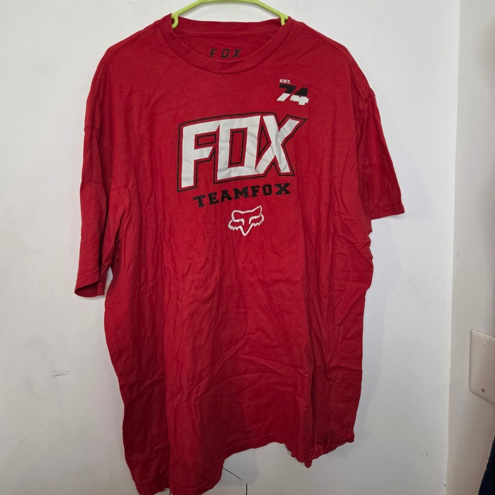 Fox Racing Mens Team Fox Graphic T-Shirt Red Short Sleeve XXL Motocross Est 74